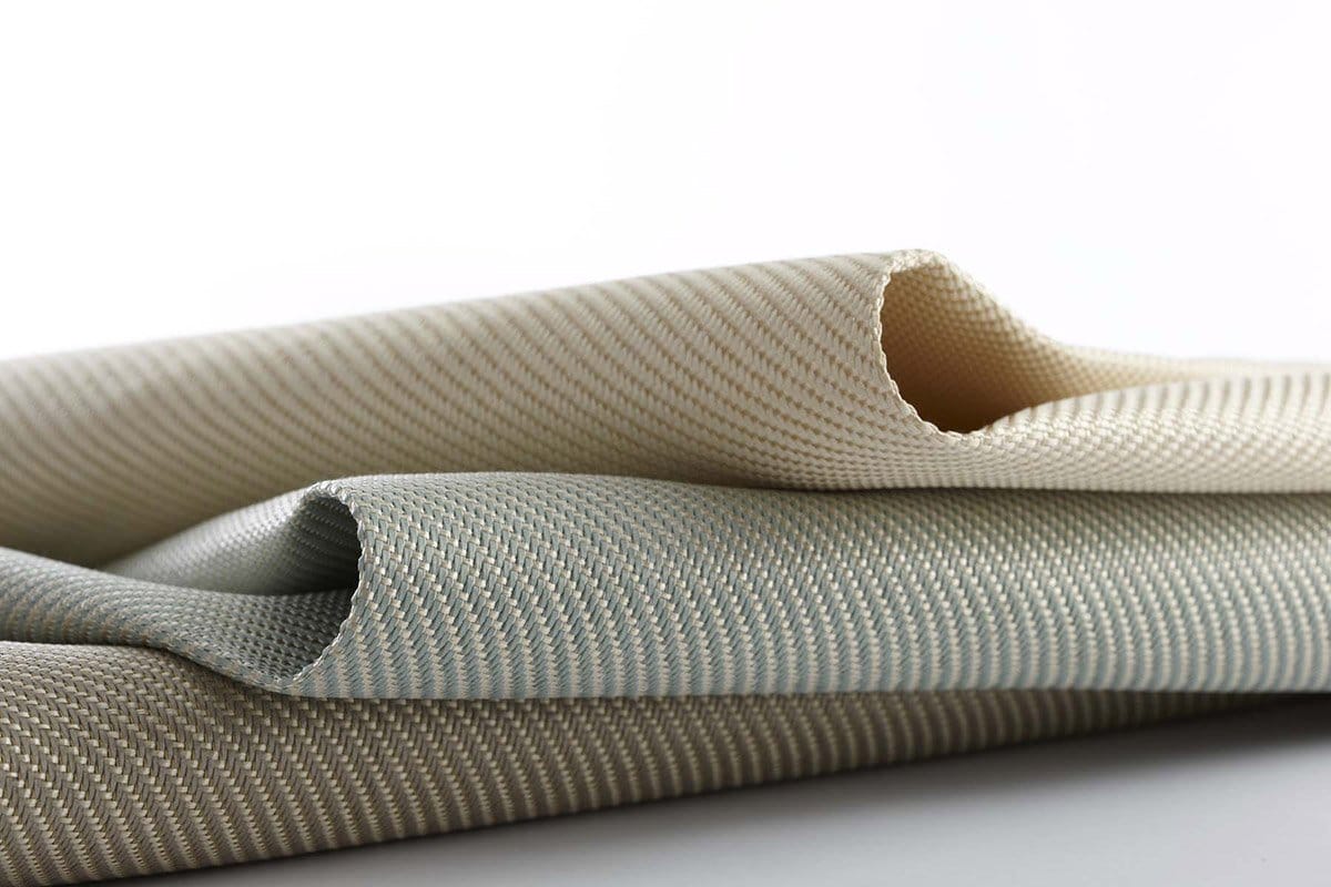 Twill woven fabrics on a table