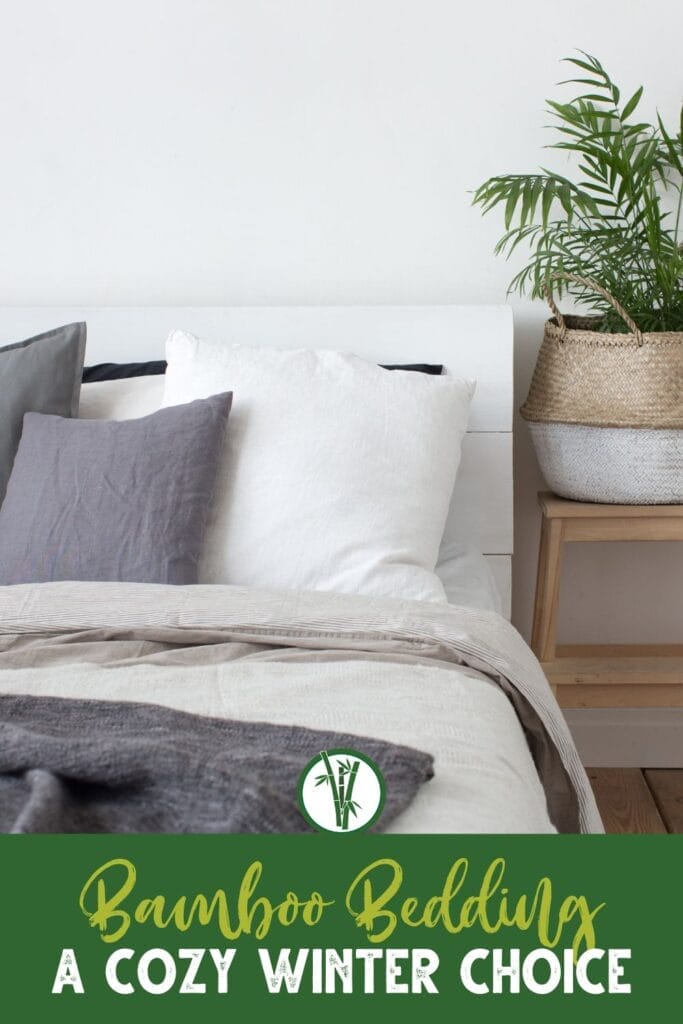 Elegant-looking bamboo bedding with a text below: Bamboo Bedding: A Cozy Winter Choice